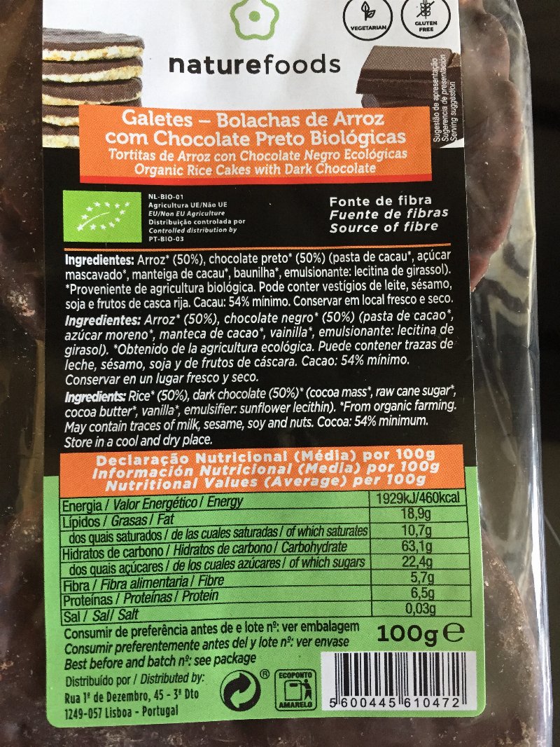 Foto da tabela nutricional