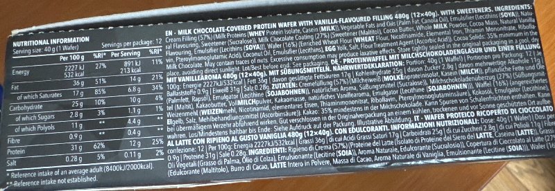 Foto da lista de ingredientes