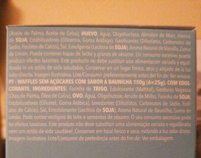 Foto da lista de ingredientes