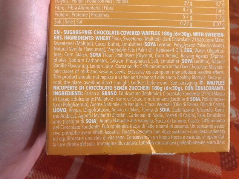 Foto da lista de ingredientes