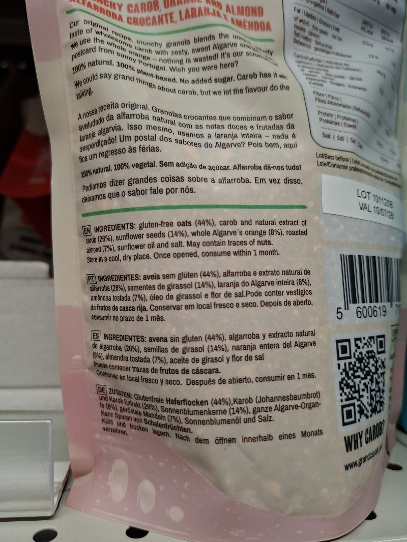 Foto da lista de ingredientes