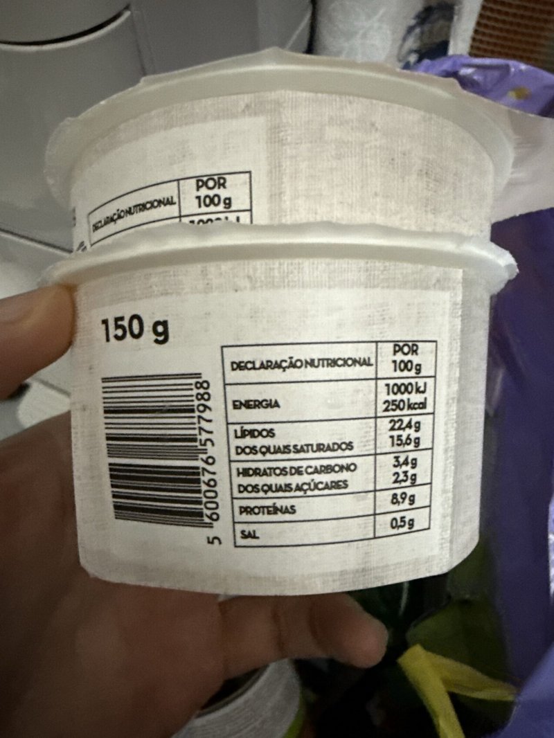Foto da tabela nutricional
