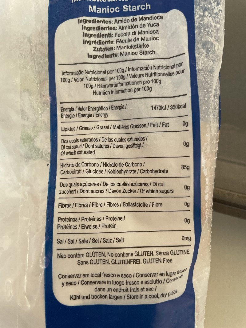 Foto da tabela nutricional