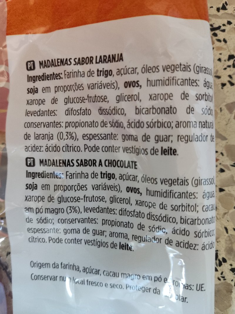 Foto da lista de ingredientes
