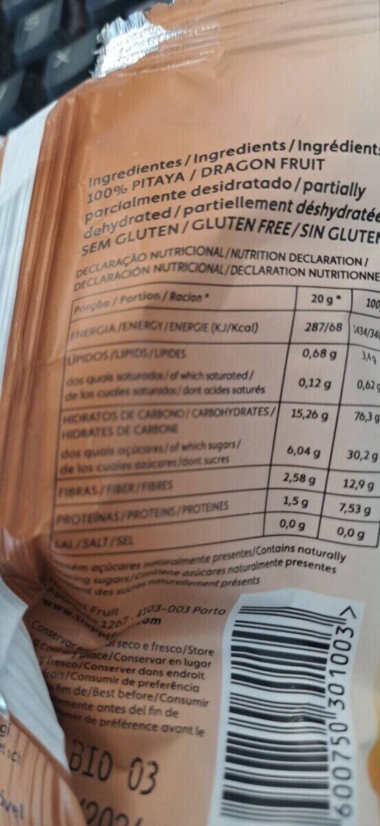 Foto da tabela nutricional