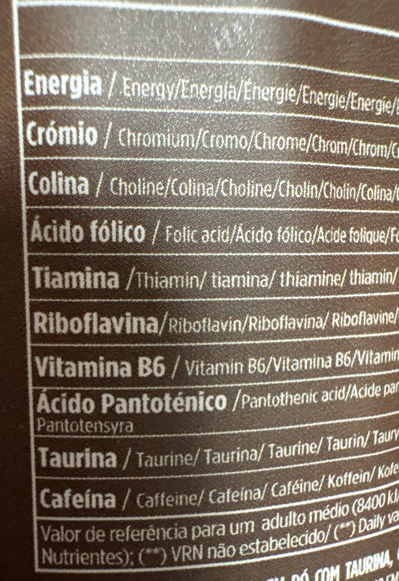 Foto da lista de ingredientes