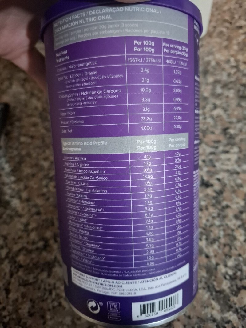 Foto da tabela nutricional