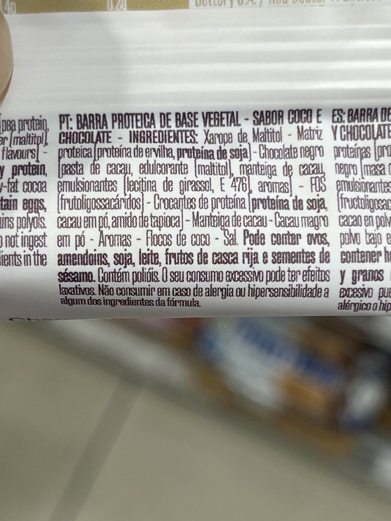 Foto da lista de ingredientes