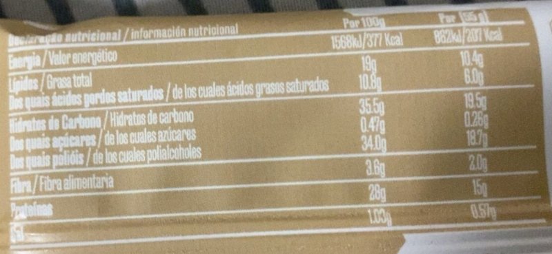 Foto da tabela nutricional