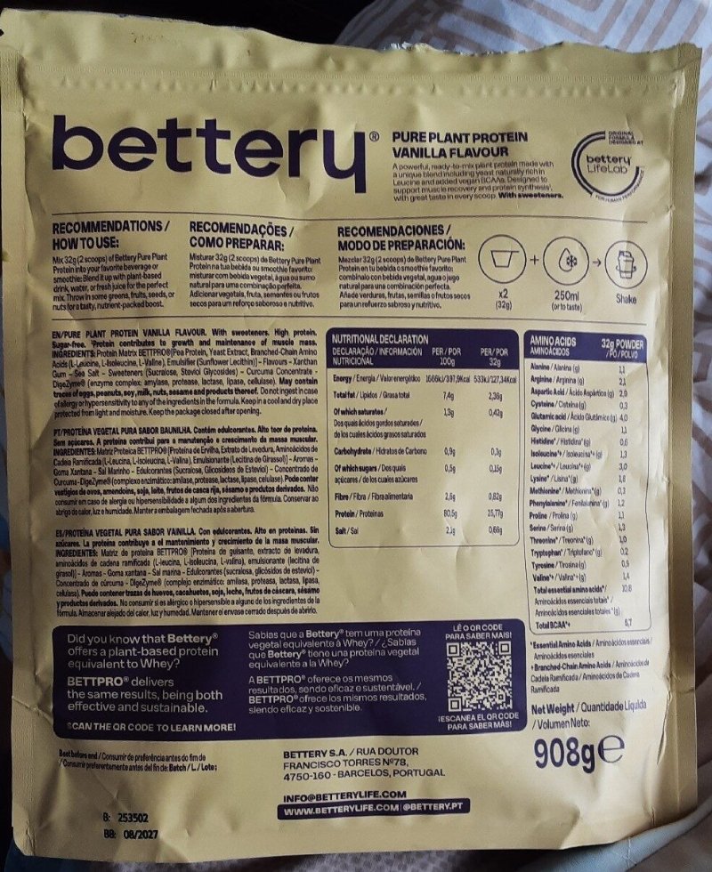 Foto da tabela nutricional