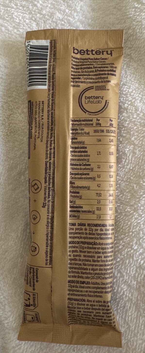 Foto da tabela nutricional