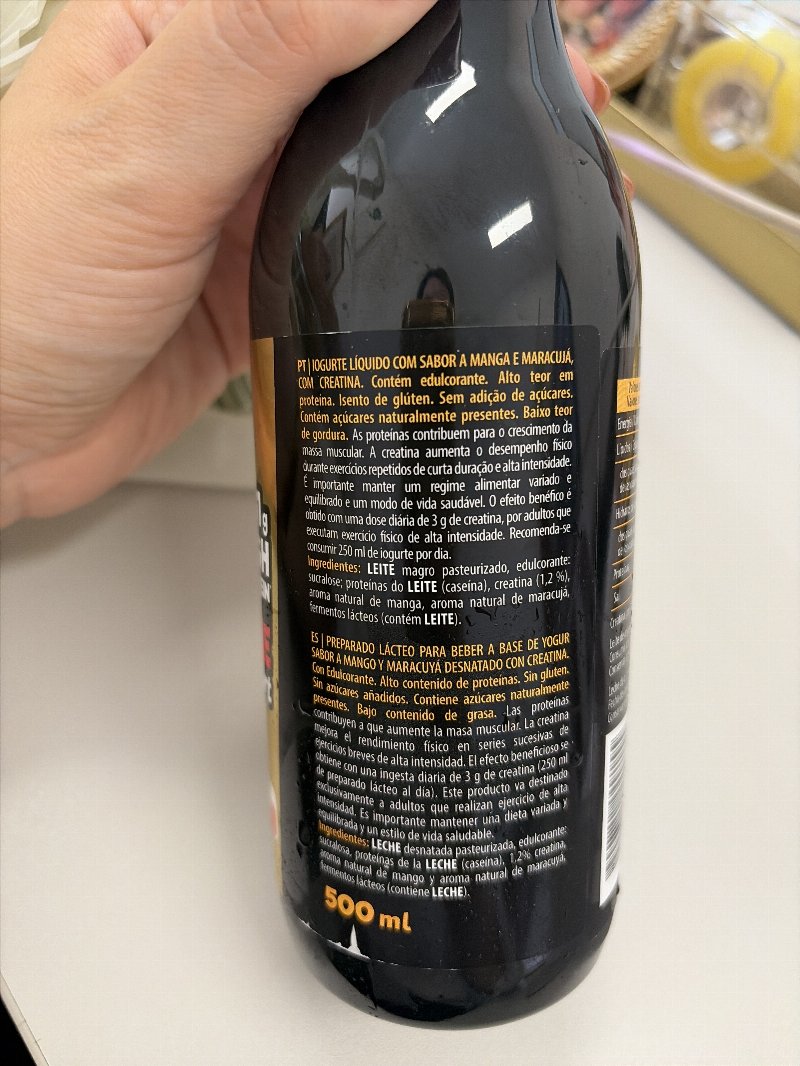 Foto da lista de ingredientes