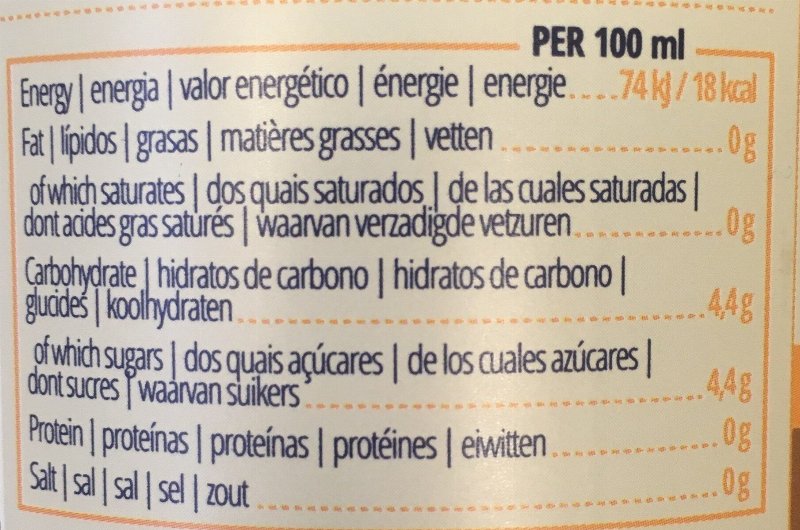 Foto da tabela nutricional