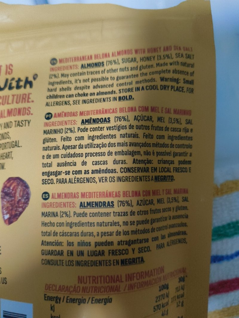 Foto da lista de ingredientes