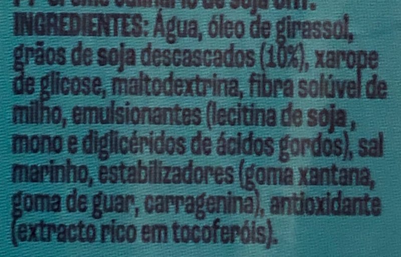 Foto da lista de ingredientes