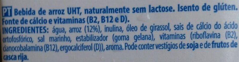Foto da lista de ingredientes