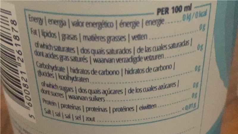 Foto da tabela nutricional