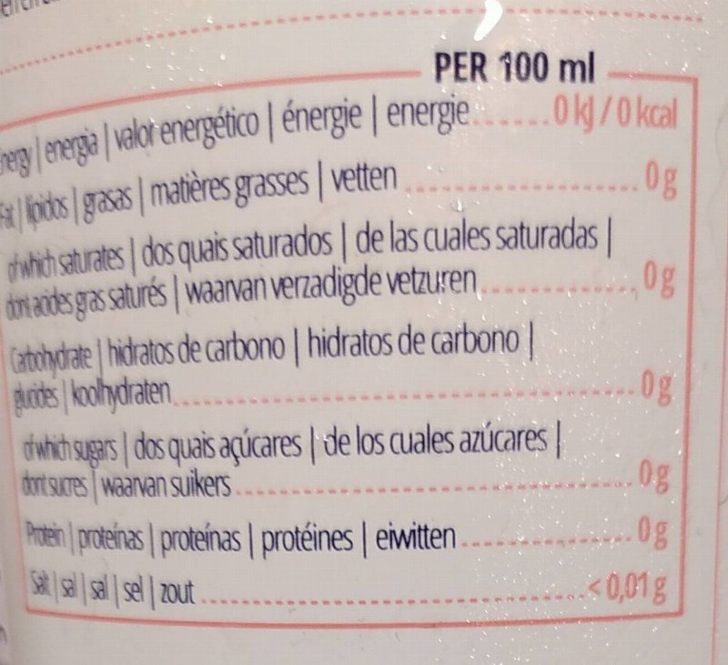 Foto da tabela nutricional