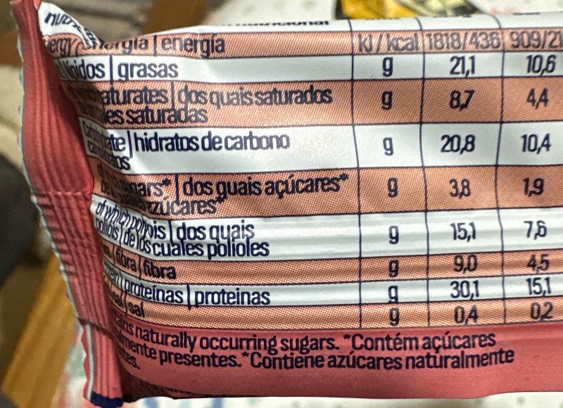 Foto da tabela nutricional
