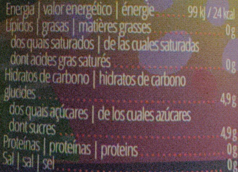 Foto da tabela nutricional