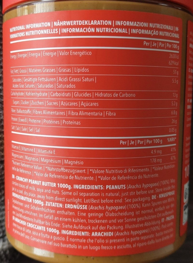 Foto da tabela nutricional
