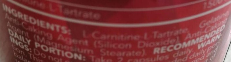 Foto da lista de ingredientes
