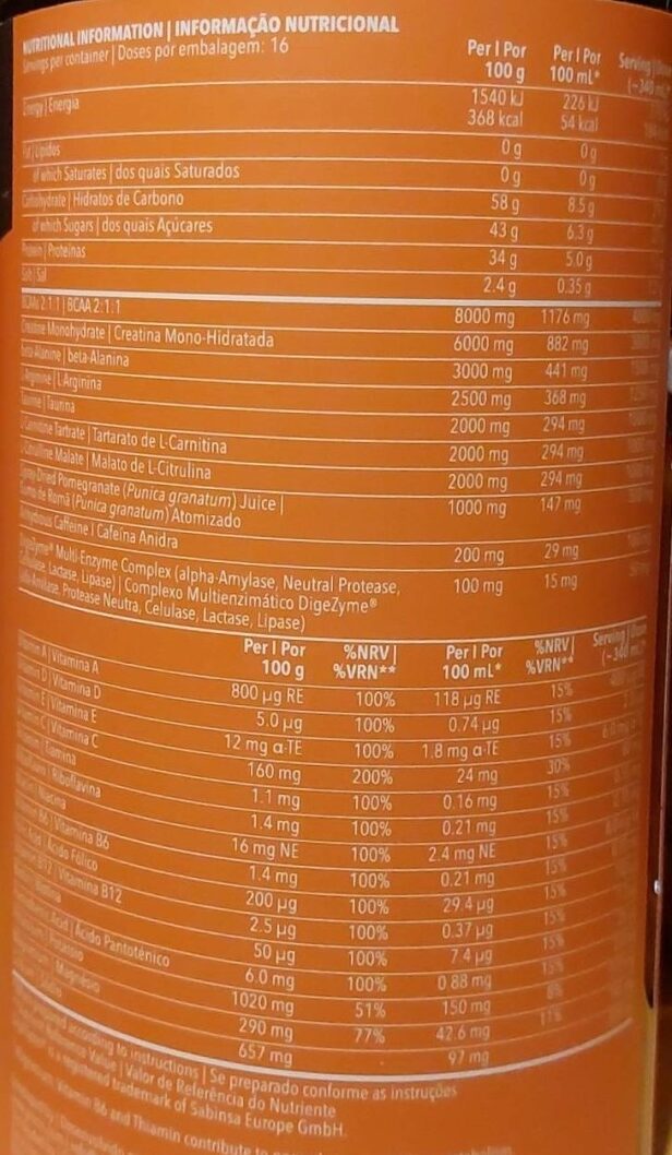 Foto da tabela nutricional