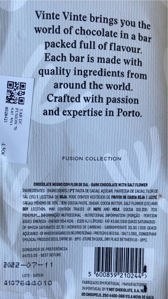 Foto da tabela nutricional