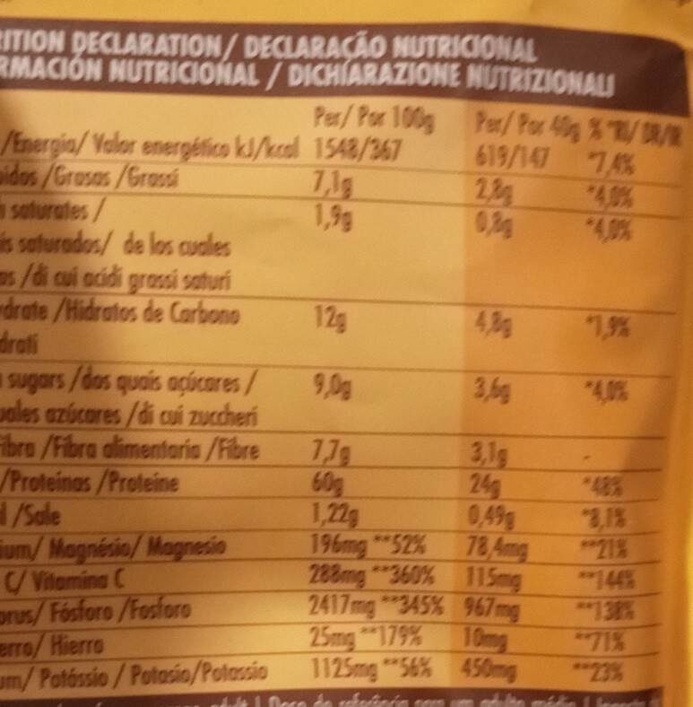 Foto da tabela nutricional