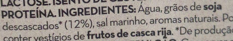 Foto da lista de ingredientes
