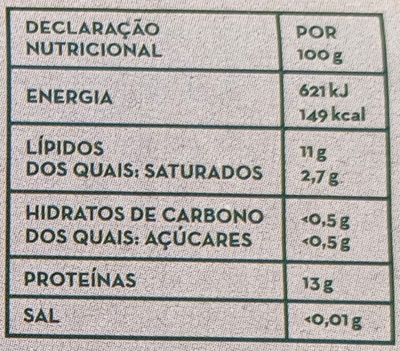 Foto da tabela nutricional