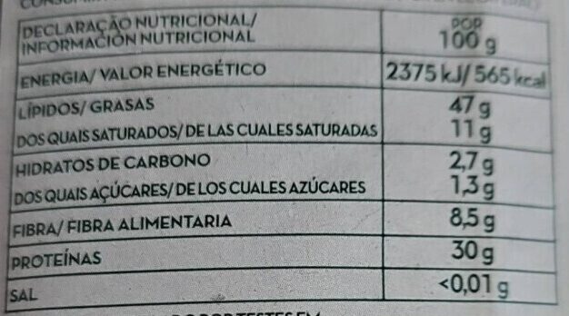 Foto da tabela nutricional