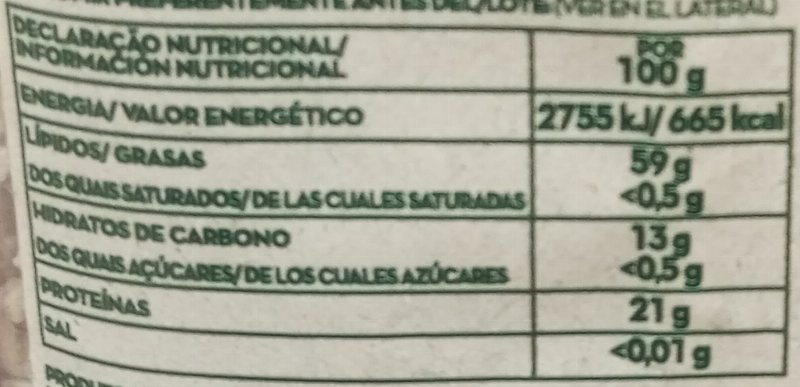 Foto da tabela nutricional