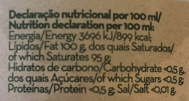 Foto da tabela nutricional