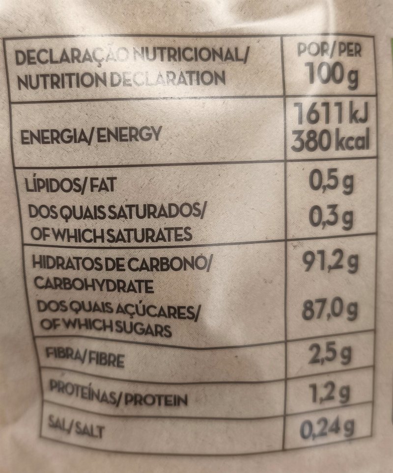 Foto da tabela nutricional