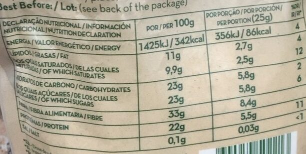 Foto da tabela nutricional