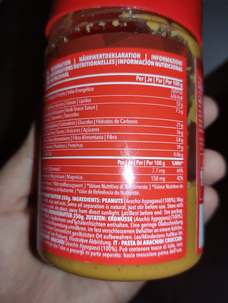 Foto da lista de ingredientes