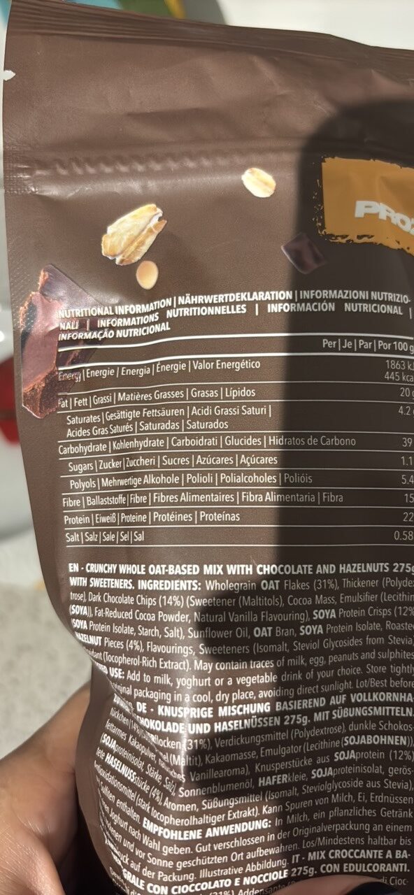 Foto da tabela nutricional