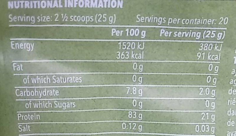 Foto da tabela nutricional