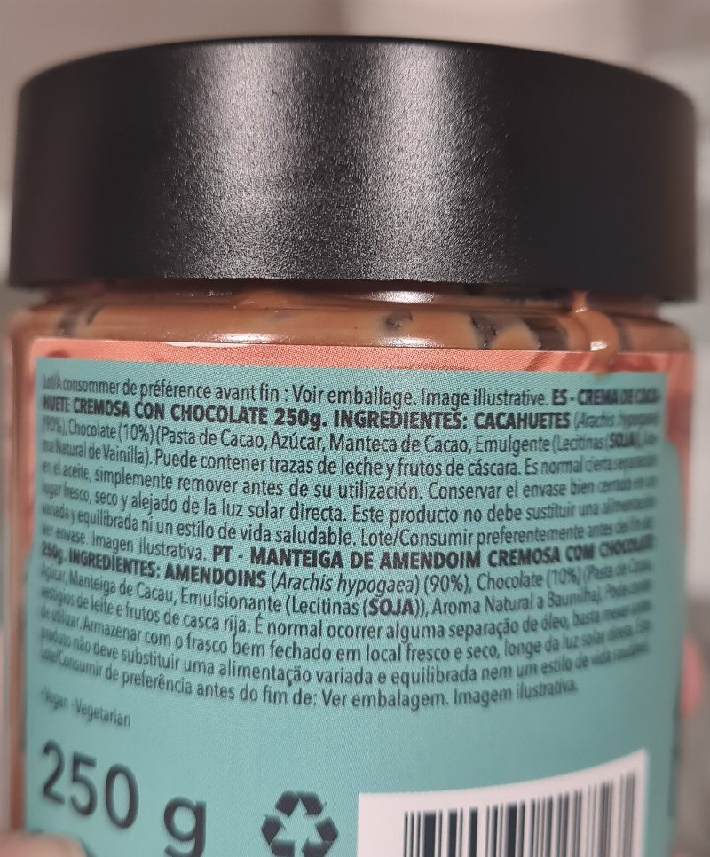 Foto da lista de ingredientes