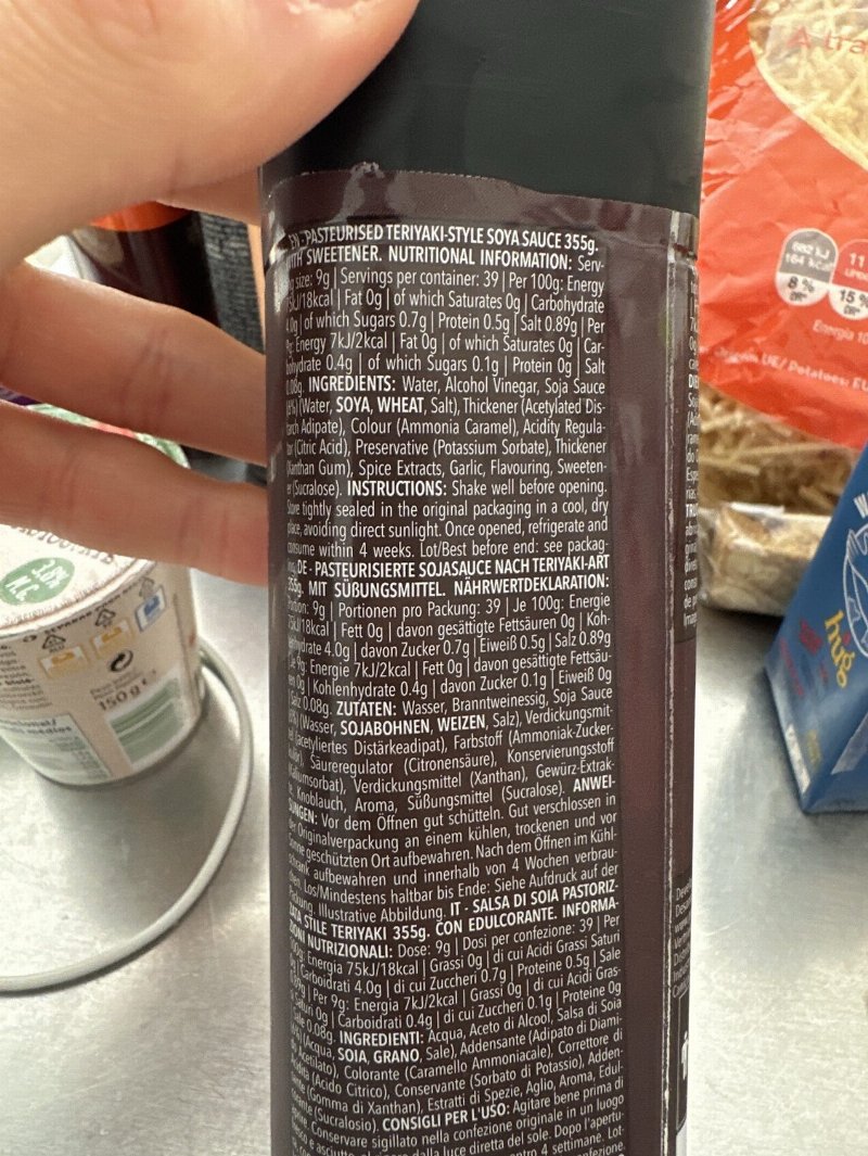 Foto da tabela nutricional