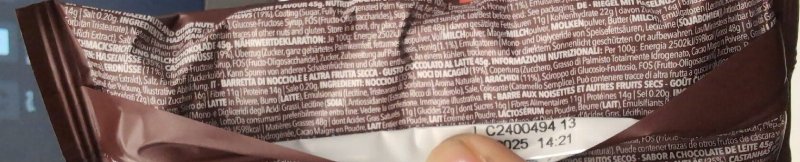 Foto da tabela nutricional