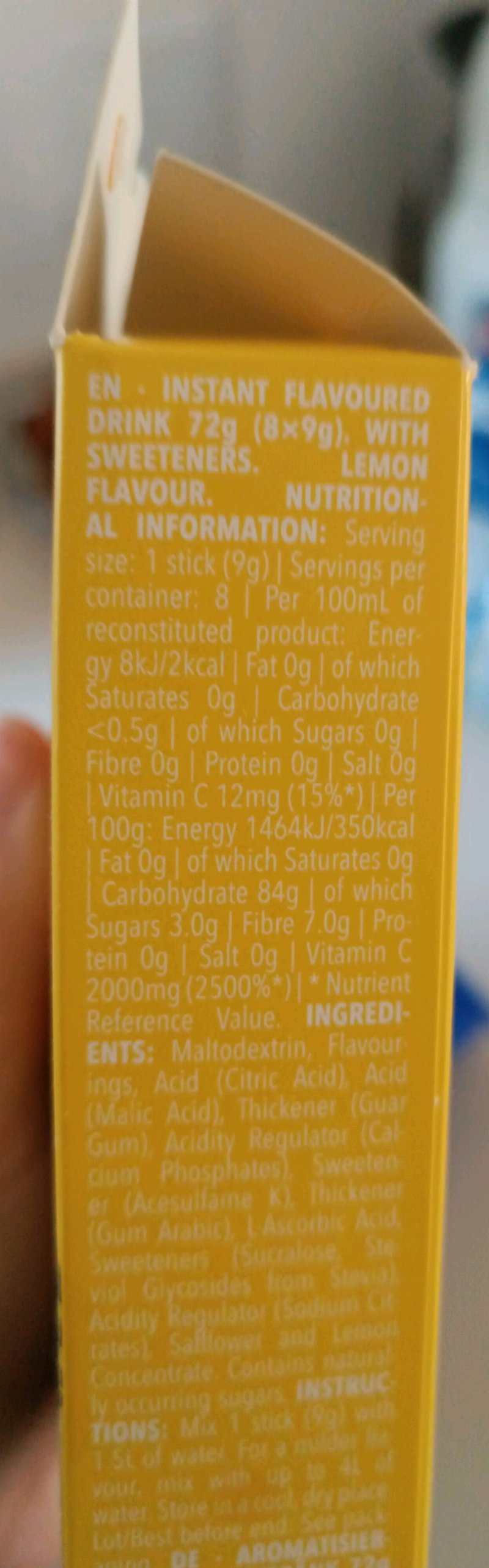 Foto da tabela nutricional
