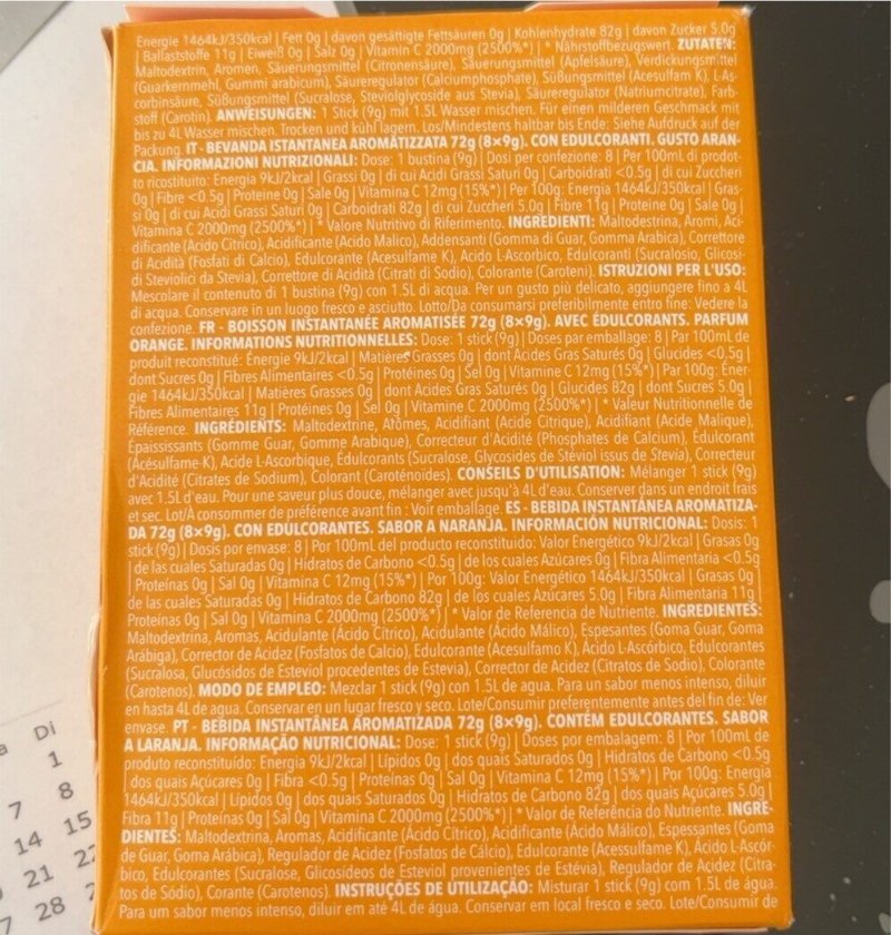 Foto da tabela nutricional