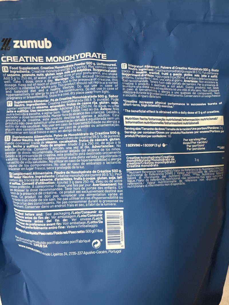 Foto da tabela nutricional