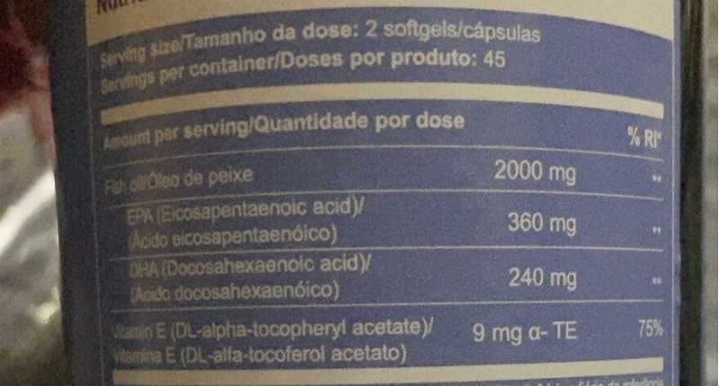 Foto da tabela nutricional
