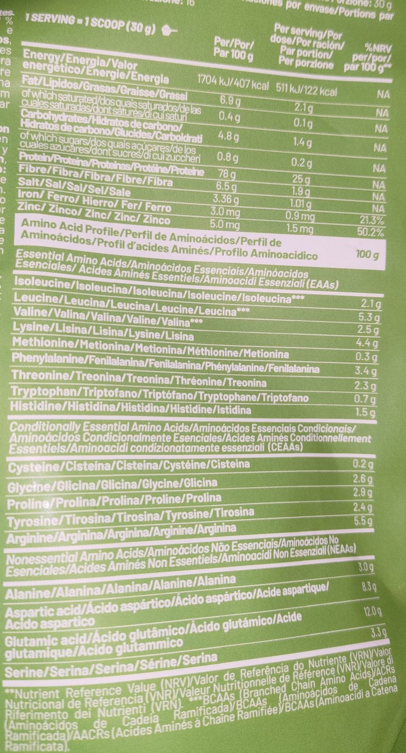 Foto da tabela nutricional