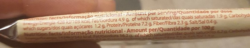 Foto da tabela nutricional