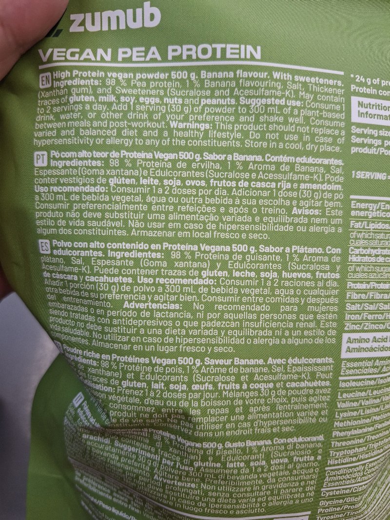 Foto da lista de ingredientes