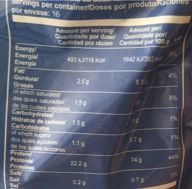 Foto da tabela nutricional